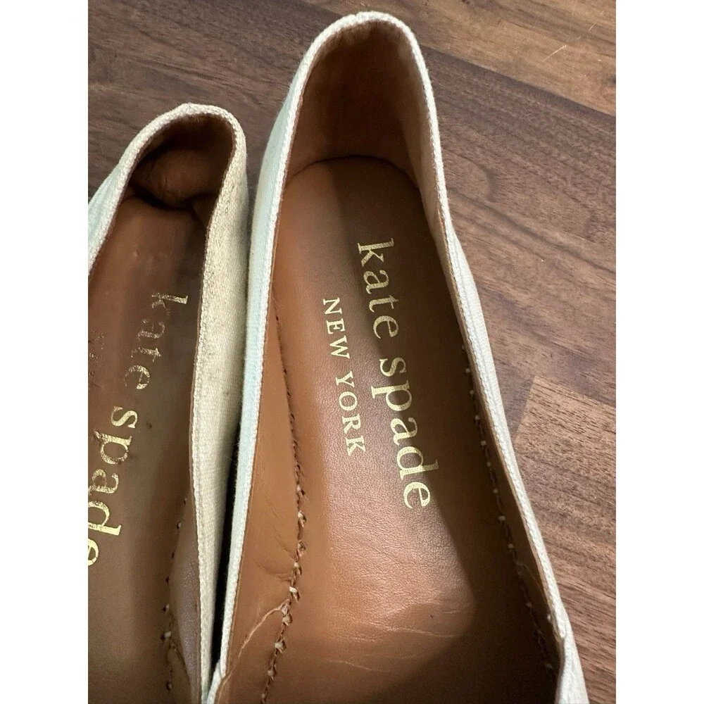 Kate Spade Cream Dahlia Espadrille Flat Loafers w Floral Embroidery Size 8